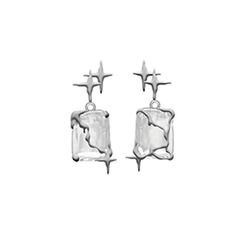 Irregular Silver Color Square Earrings