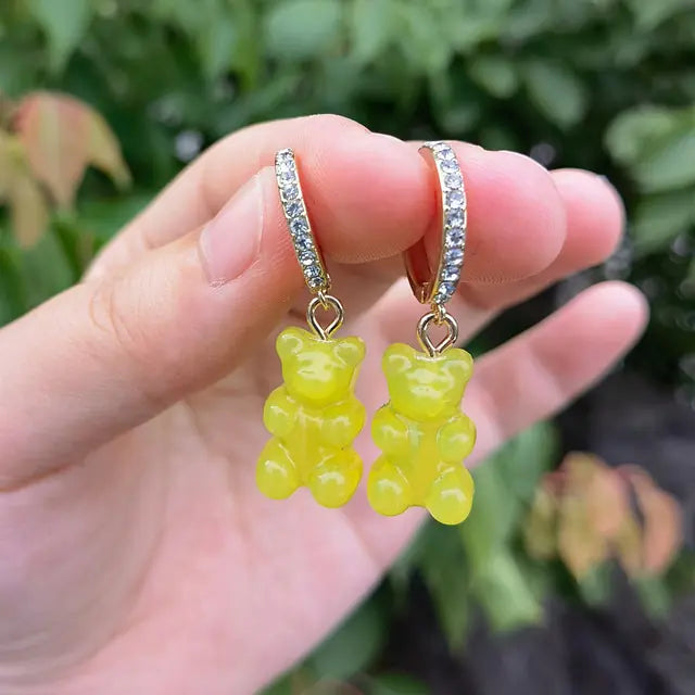 Cute Acrylic Gummy Bear Dangle Earrings